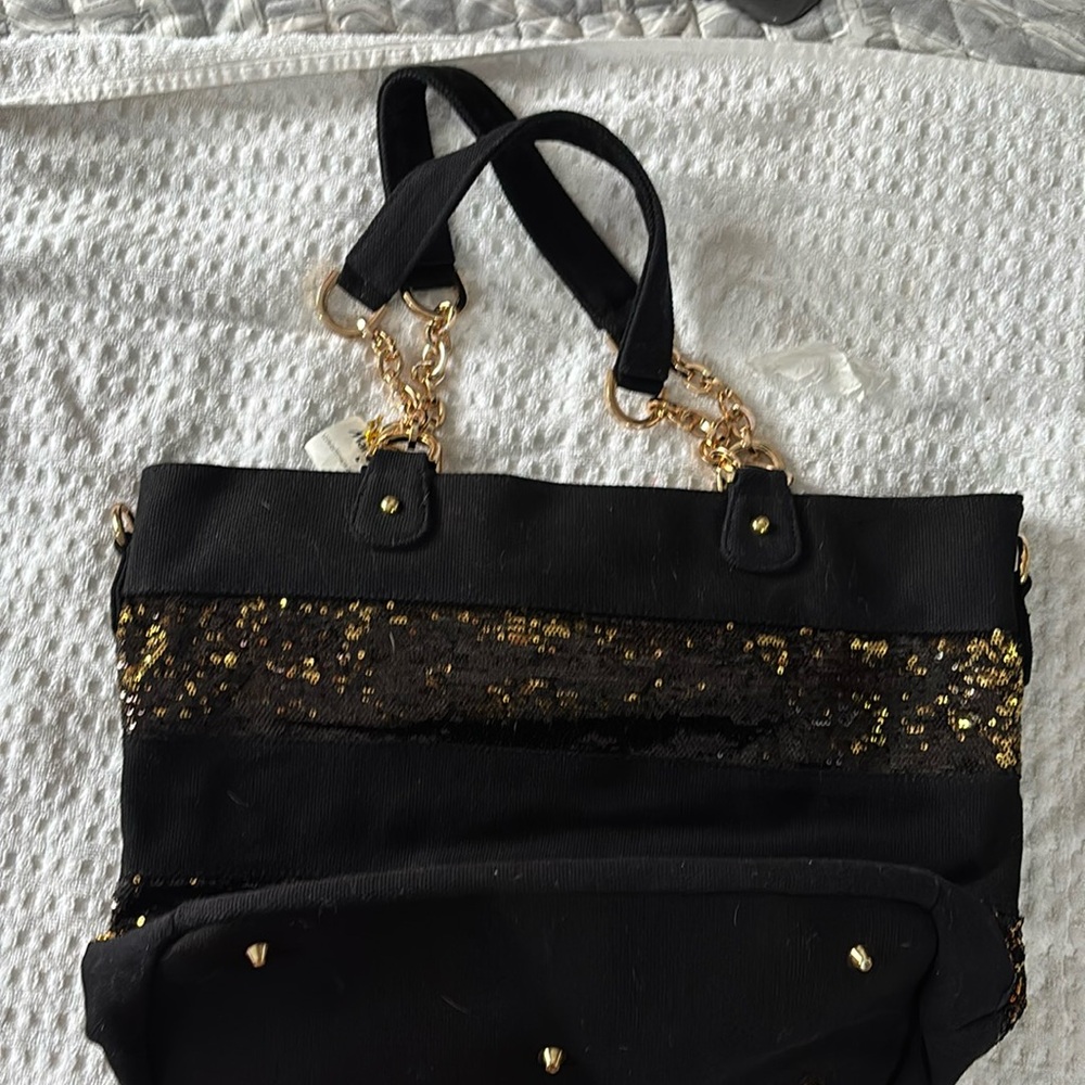 Deux Lux Black & Gold Chain Accent Purse